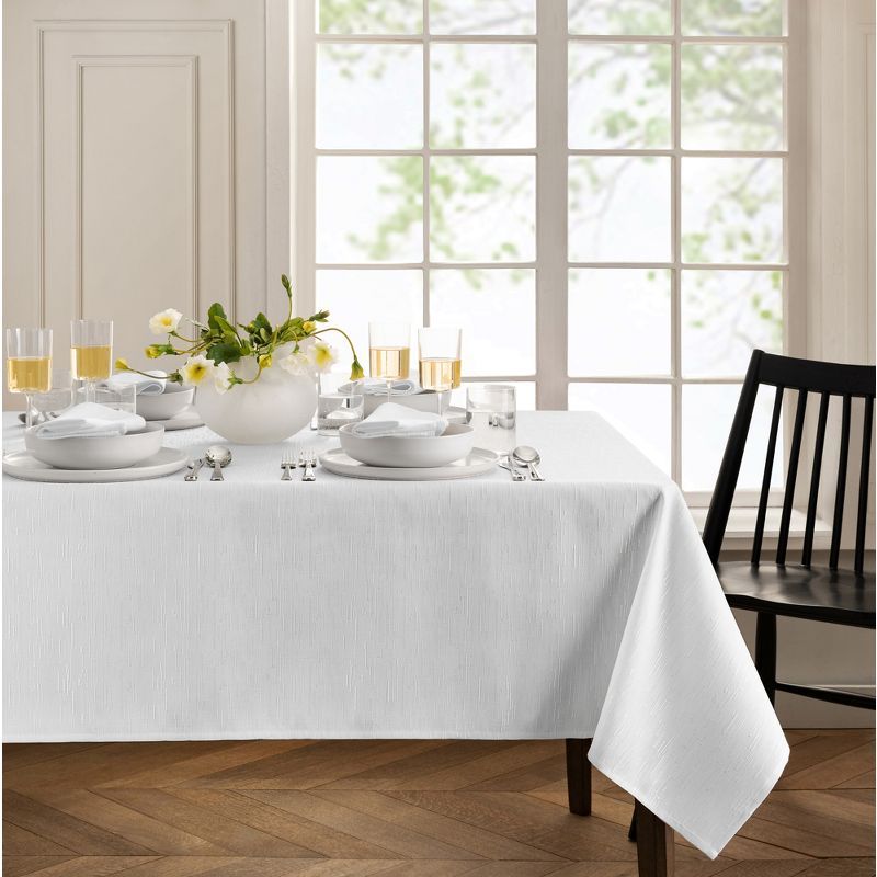 White Rectangular Polyester Water and Stain Resistant Tablecloth