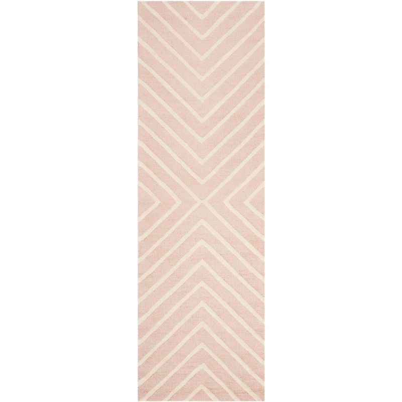 Handmade Pink and Ivory Wool Kids Tufted Rug