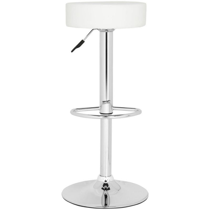 White Adjustable Swivel Backless Metal Bar Stool