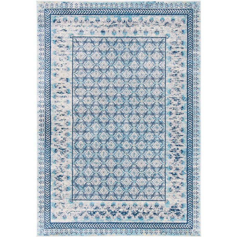 Ivory and Aqua Hand-knotted Synthetic 8' x 10' Area Rug