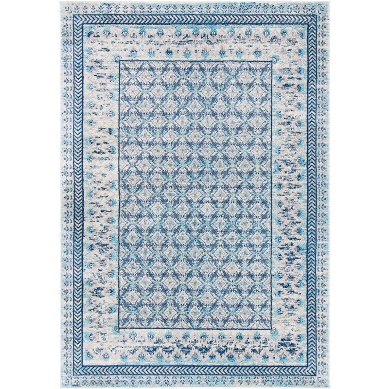 Ivory and Aqua Hand-knotted Synthetic 8' x 10' Area Rug