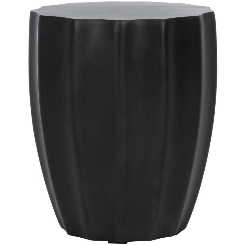 Jaslyn Modern Black Concrete Round Accent Table 21"