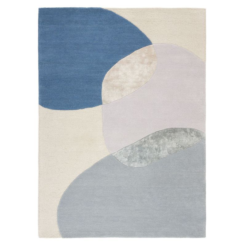 Oslo 8' x 10' Beige Blue Grey Abstract Wool Area Rug