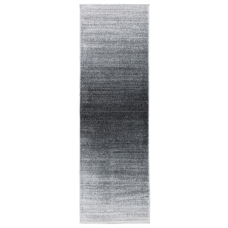 Grey and Dark Grey Ombre Synthetic Runner Rug, 2'6" x 8'