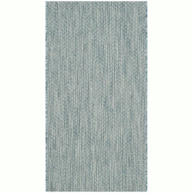 Reversible Aqua/Grey Rectangular Easy-Care Synthetic Area Rug