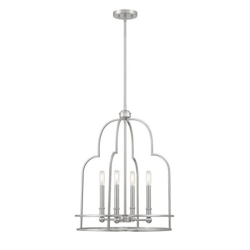 Satin Nickel 4-Light Adjustable Pendant with Incandescent Bulbs