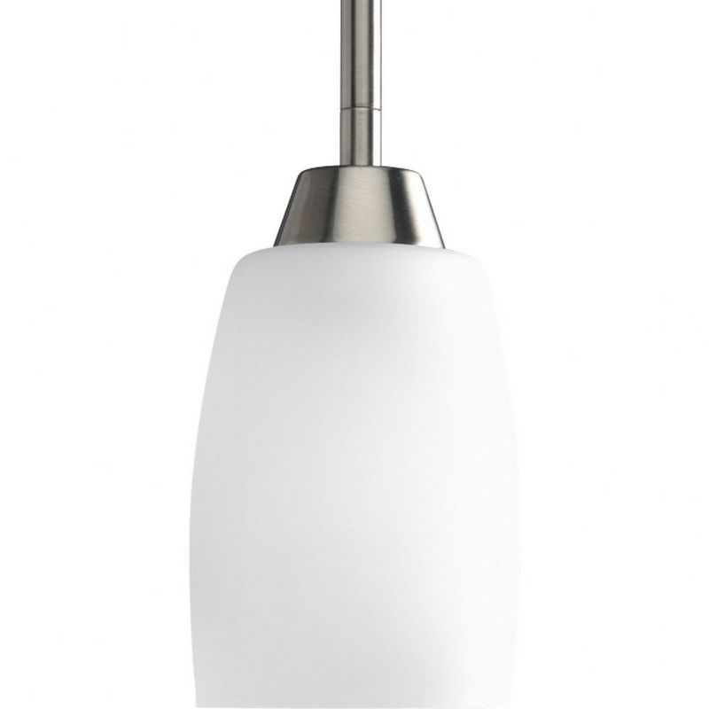 Brushed Nickel Mini Pendant Light with Etched Glass Shade