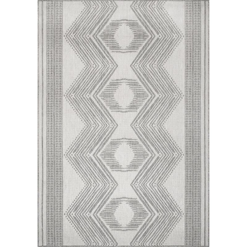 Light Grey Rectangular Easy-Care Synthetic Area Rug, 6'7" x 9'