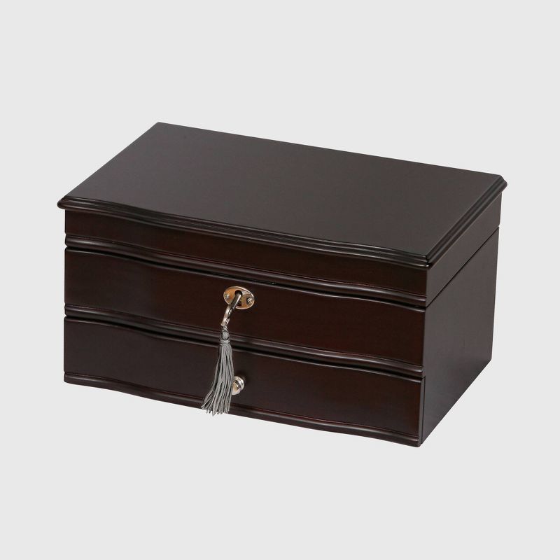 Davina Mahogany Locking Wooden Jewelry Box with Suede Lining