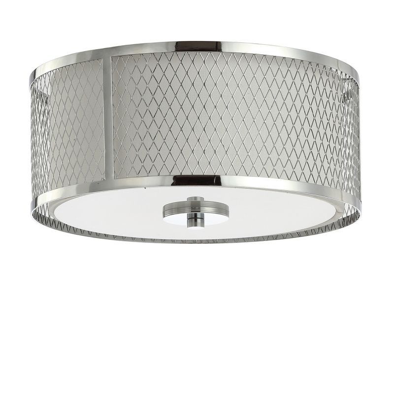 Braydon 12'' Chrome Drum Flush Mount with White Cotton Shade