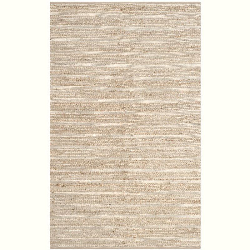 Beige Hand-Knotted Cotton Rectangular Area Rug