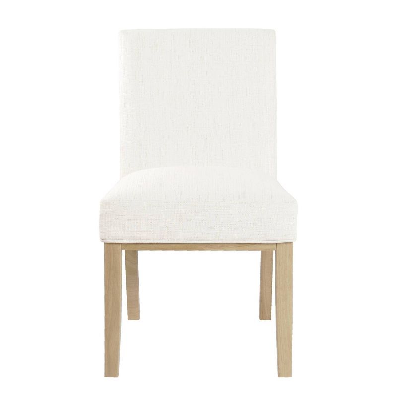 White Faux Leather Upholstered Parsons Dining Chair with Wood Legs