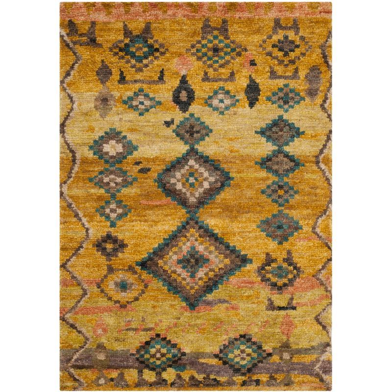 Bohemian Gold & Ivory Hand-Knotted Wool-Blend 4'x6' Area Rug