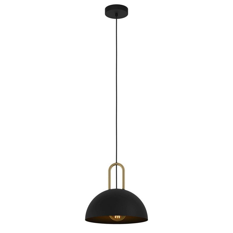 Calmanera 13" Black and Brass LED Pendant Light