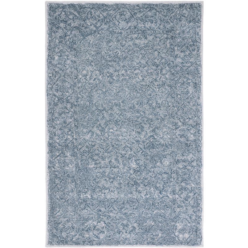 Handmade Blue and Grey Wool Tufted 4' x 6' Area Rug