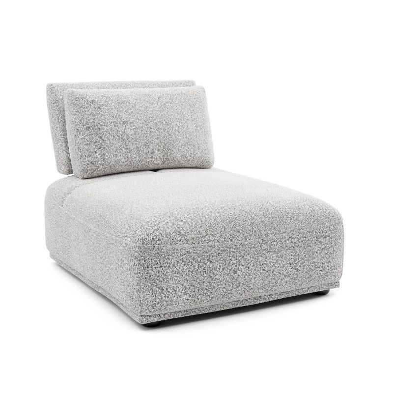 Light Gray Boucle Fabric Modular Armless Chair with Extendable Backrest