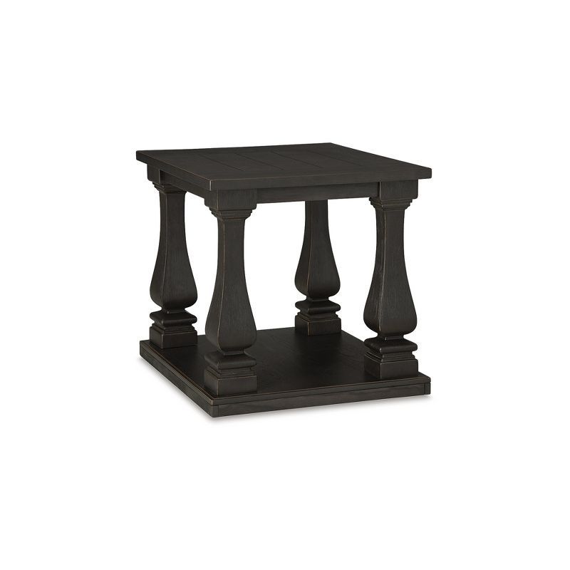 Noir Elm Wood Rectangular End Table with Storage