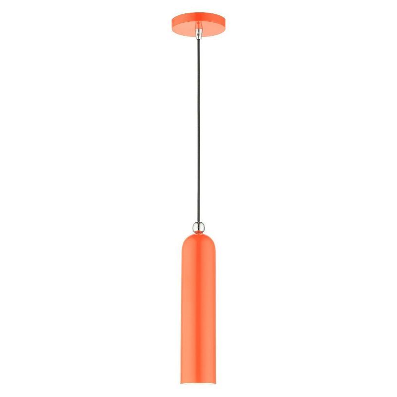 Ardmore Chic Mid-Century Shiny Orange Brass Pendant Light