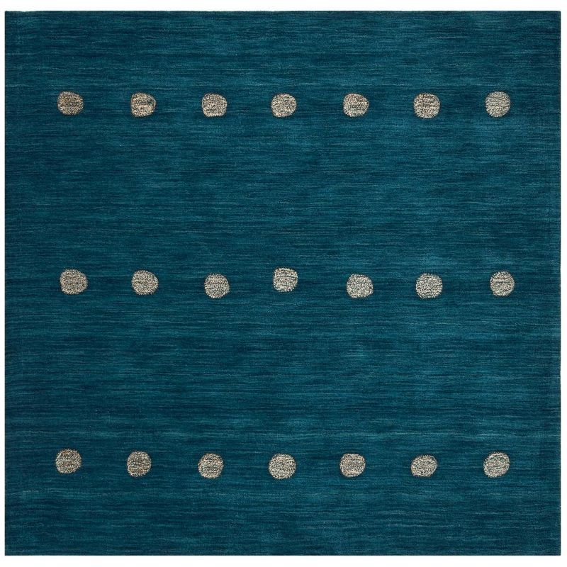 Handmade Blue Wool Tufted Square Area Rug