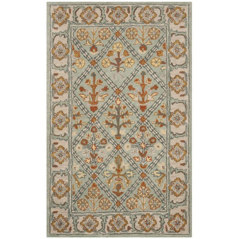 Heritage Blue and Cream Hand-Tufted Wool Area Rug