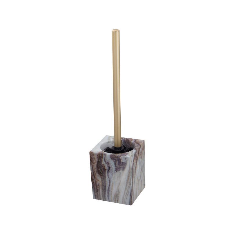 Agate Square Gold and Marble Toilet Brush Holder Set