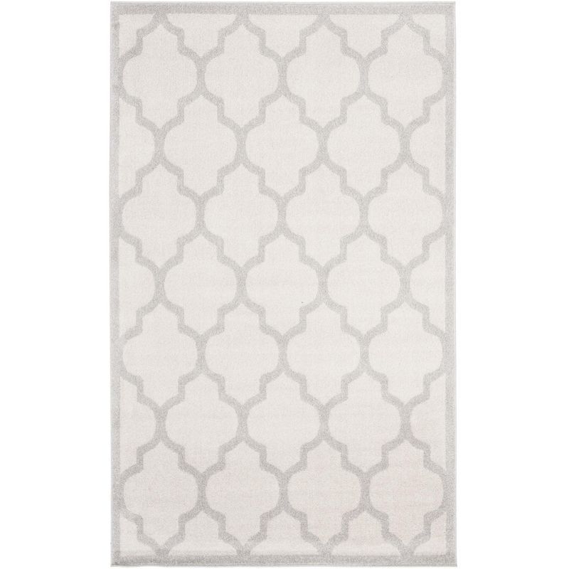 Reversible Gray Square Easy-Care Synthetic Area Rug