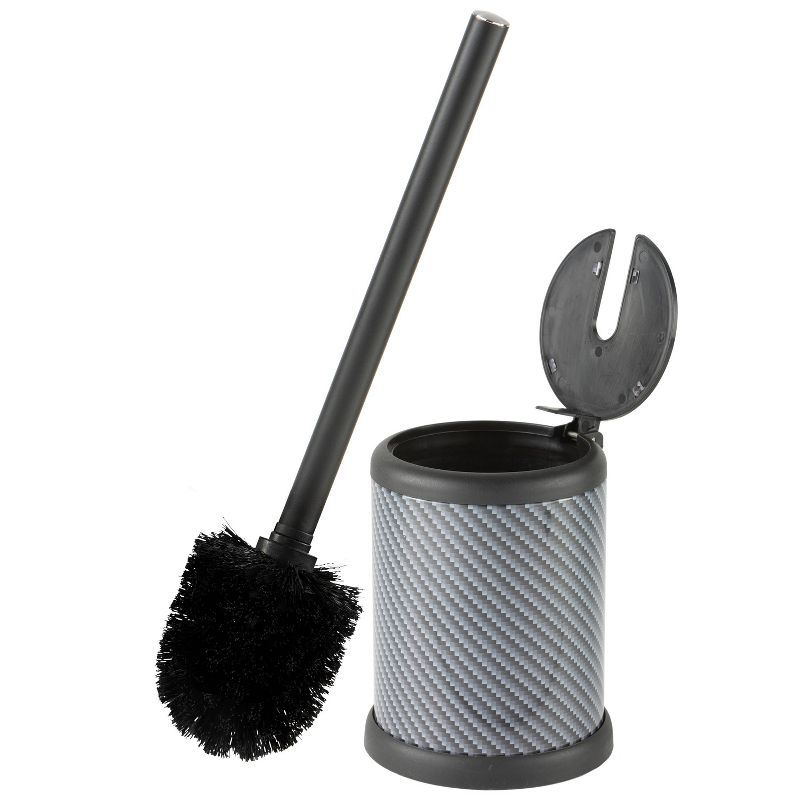 Black Stainless Steel Toilet Brush with Self Closing Lid