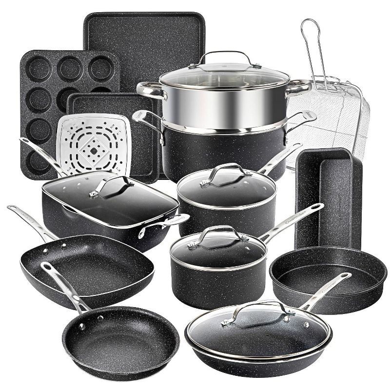 Granitestone 20-Piece Black Nonstick Aluminum Cookware and Bakeware Set