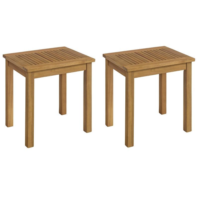 Okemo Natural Acacia Wood Outdoor End Table Set