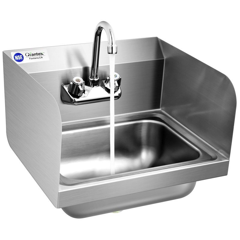 Stainless Steel Wall Mounted Hand Washing Sink with Faucet