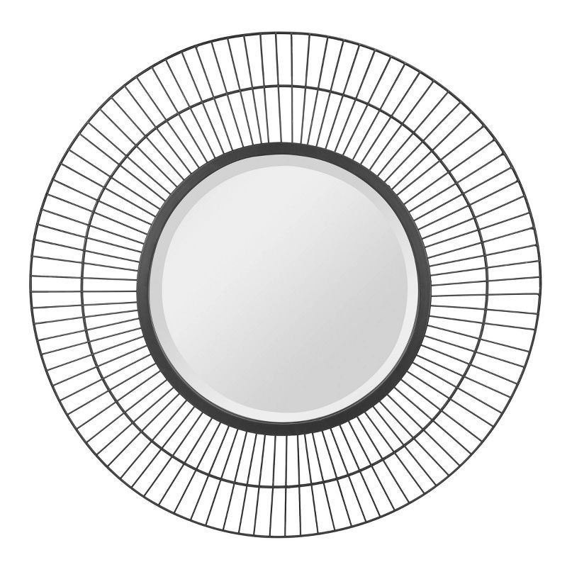 Modern Radial Black Metal Wire 24" Wall Mirror