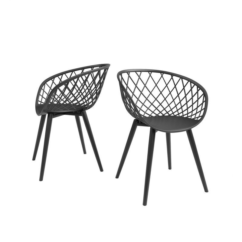 Black Metal and Polypropylene Modern Arm Chair Set