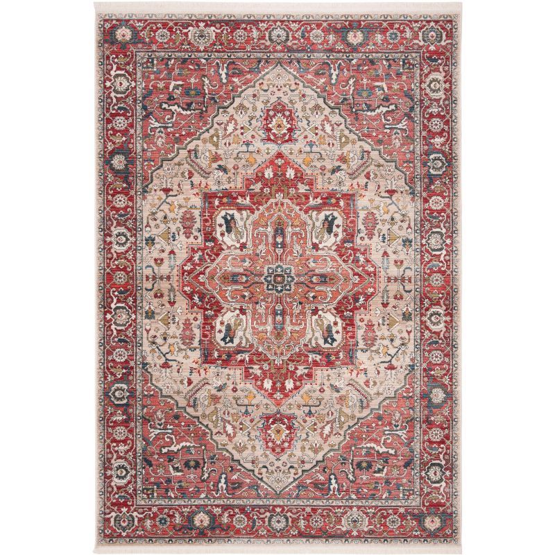 Red and Ivory Persian Style Rectangular Area Rug 3' x 5'