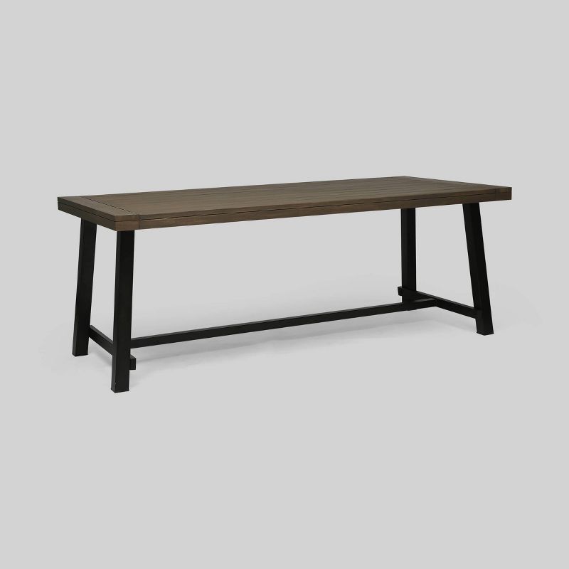 Carlisle 79" Rectangle Acacia and Iron Outdoor Dining Table