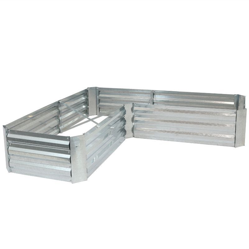 Silver Galvanized Steel L-Shaped Raised Garden Bed