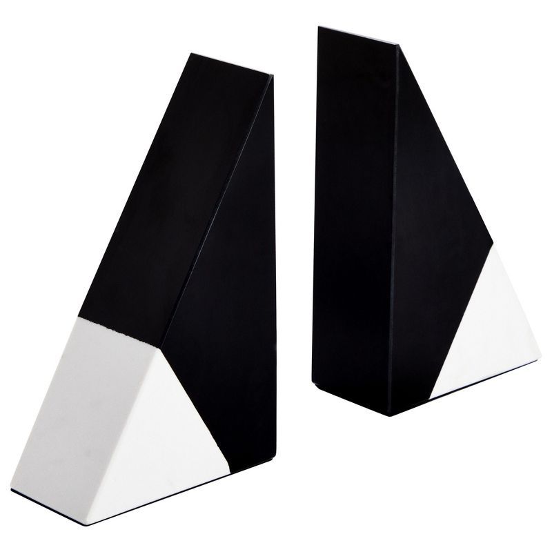 Black and White Marble Geometric Bookends Set