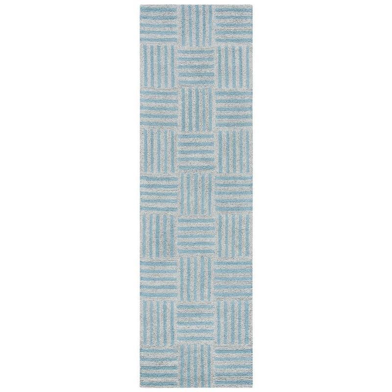 Hand-Tufted Abstract Blue Wool & Viscose 27" Area Rug
