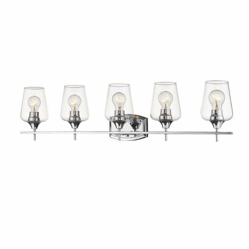 Joliet 38'' Chrome 5-Light Vanity Fixture with Glass Shades