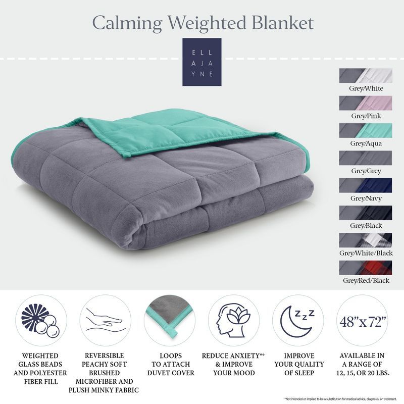 Queen Size Gray and Aqua Reversible Fleece Weighted Blanket