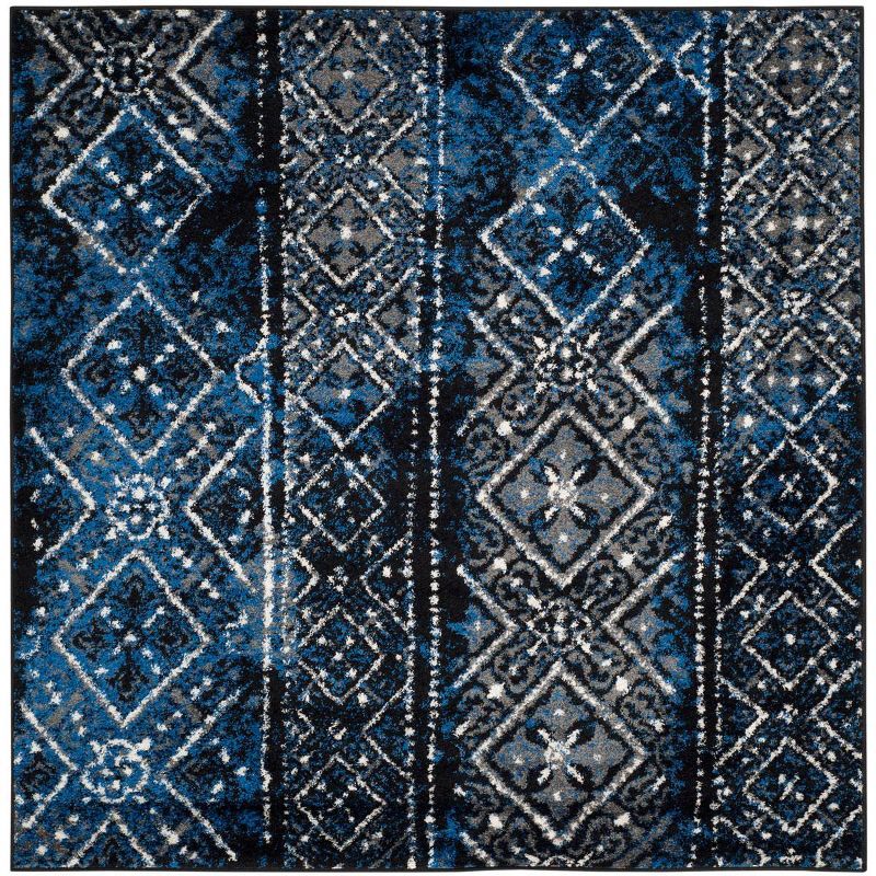 Handmade Black and Silver Synthetic Washable Area Rug, 10' x 14'