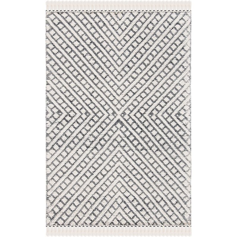 Artisan-Crafted Coastal Black Wool 3x5 Hand-Tufted Area Rug