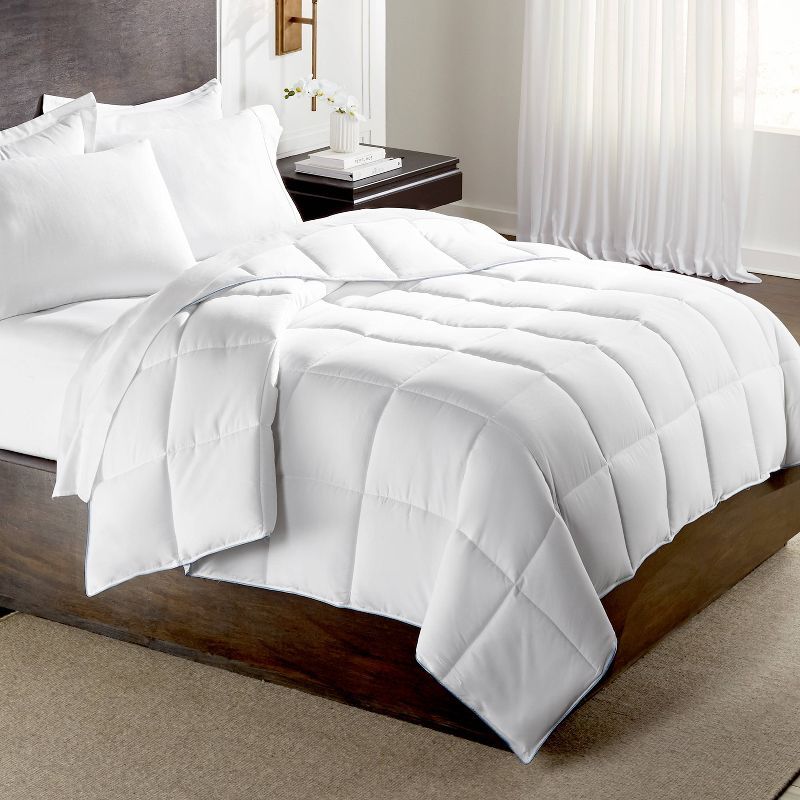 Twin White Microfiber Down Bedspread with Goose Down Fill