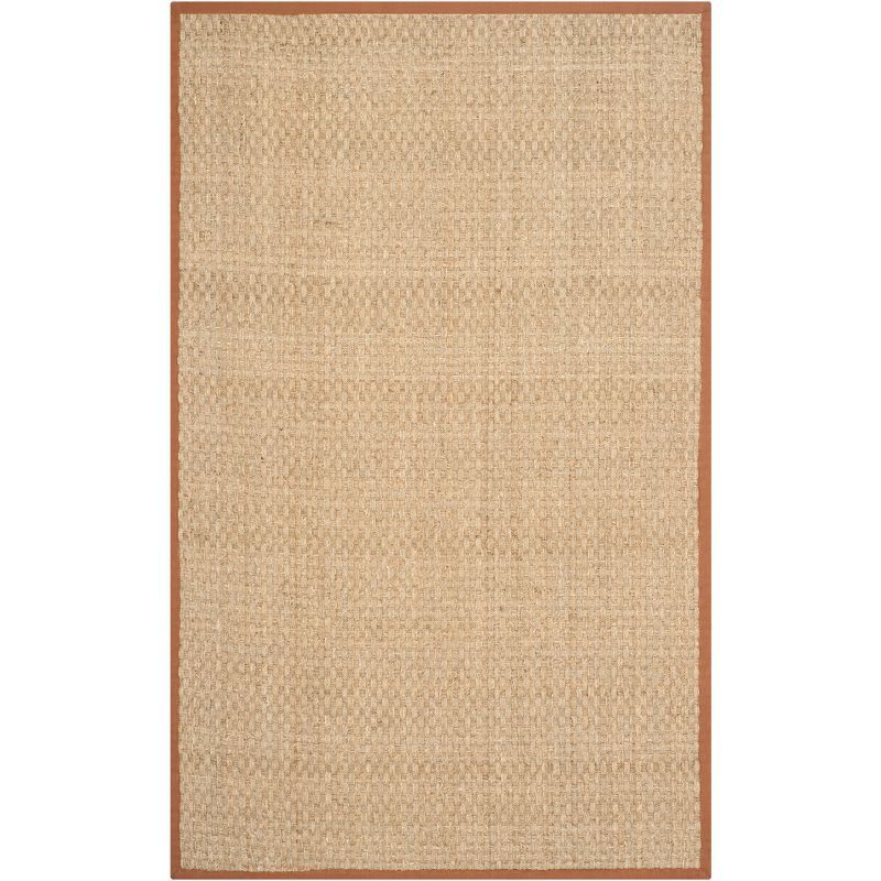 Natural Brown Cotton Border Seagrass Area Rug