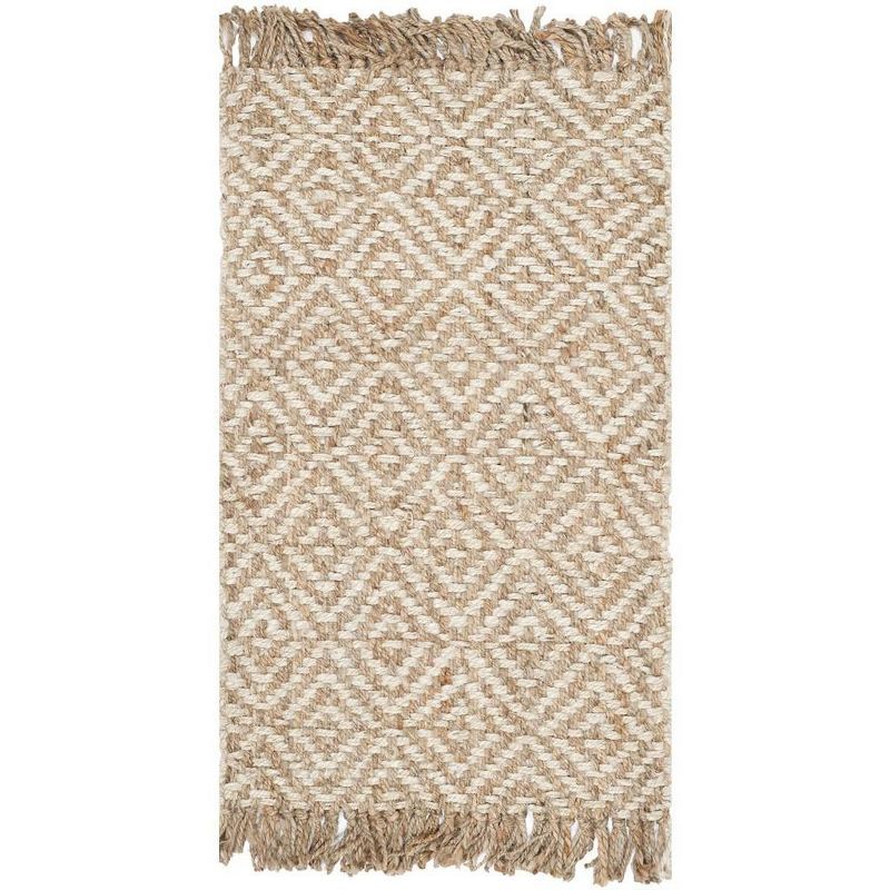 Ivory and Natural Braided Jute Area Rug 2'6" x 4'