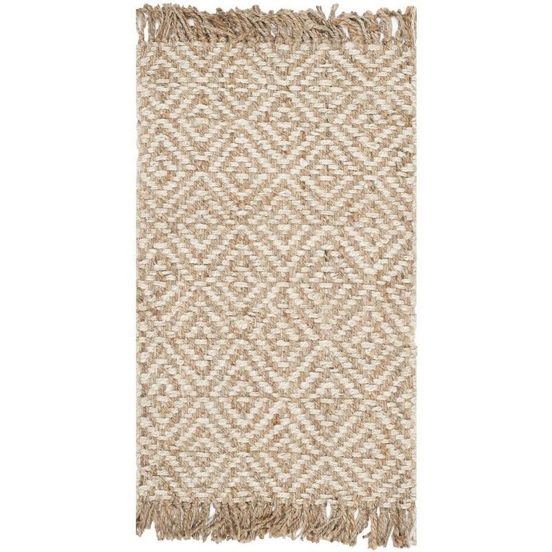 Ivory and Natural Braided Jute Area Rug 2'6" x 4'