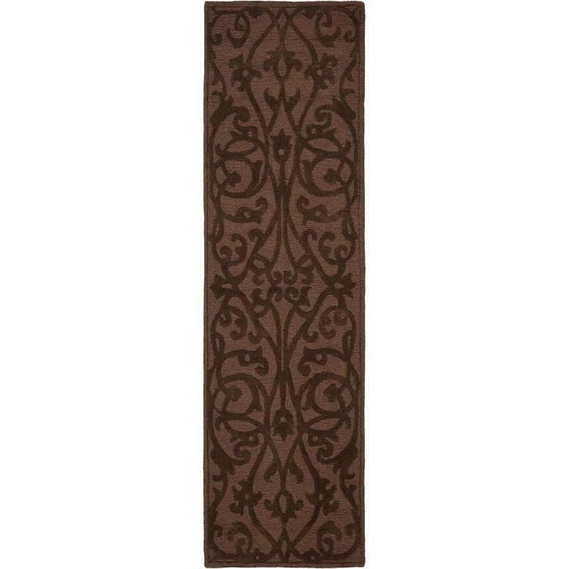 Handmade Brown Wool Tufted Runner Rug, 27" x 12"