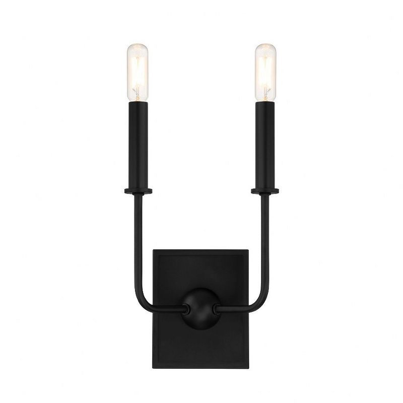 Matte Black 2-Light Dimmable Wall Sconce