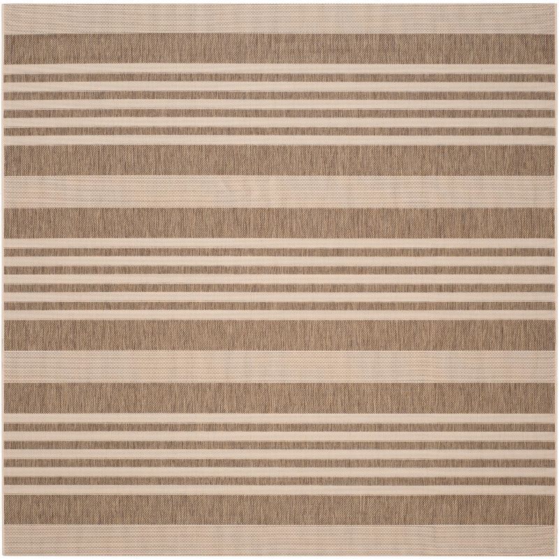 Safavieh 5'3" Square Brown/Bone Synthetic Indoor/Outdoor Rug