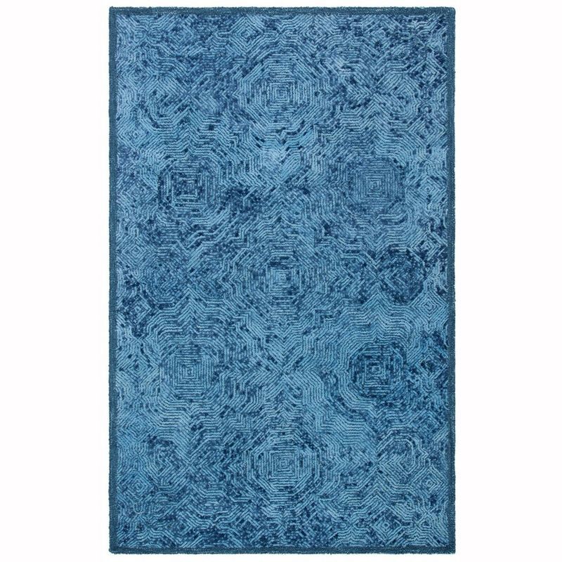 Bohemian Bliss Blue Wool Hand-Tufted Rectangular Rug 8' x 10'