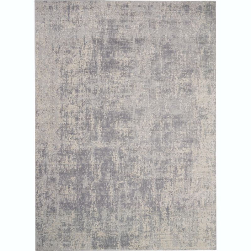 Ivory and Silver Abstract Rectangular Area Rug 7'10" x 10'6"